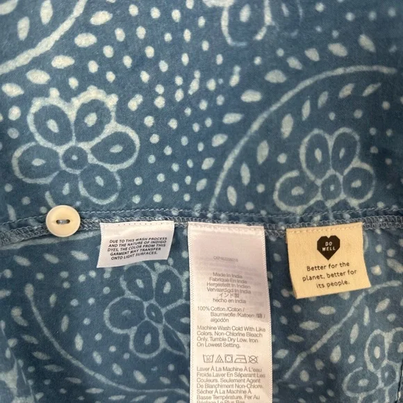 Madewell Light Blue Patterned Long Sleeve Dress - Picture 8 of 8